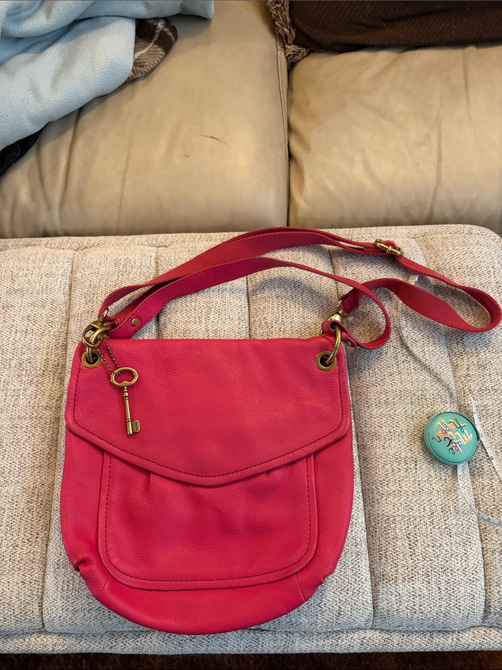 Women's Red Leather Crossbody Bag